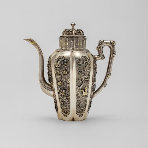 Six-Sided Kangxi Silver Ewer or 'Chocolatière'